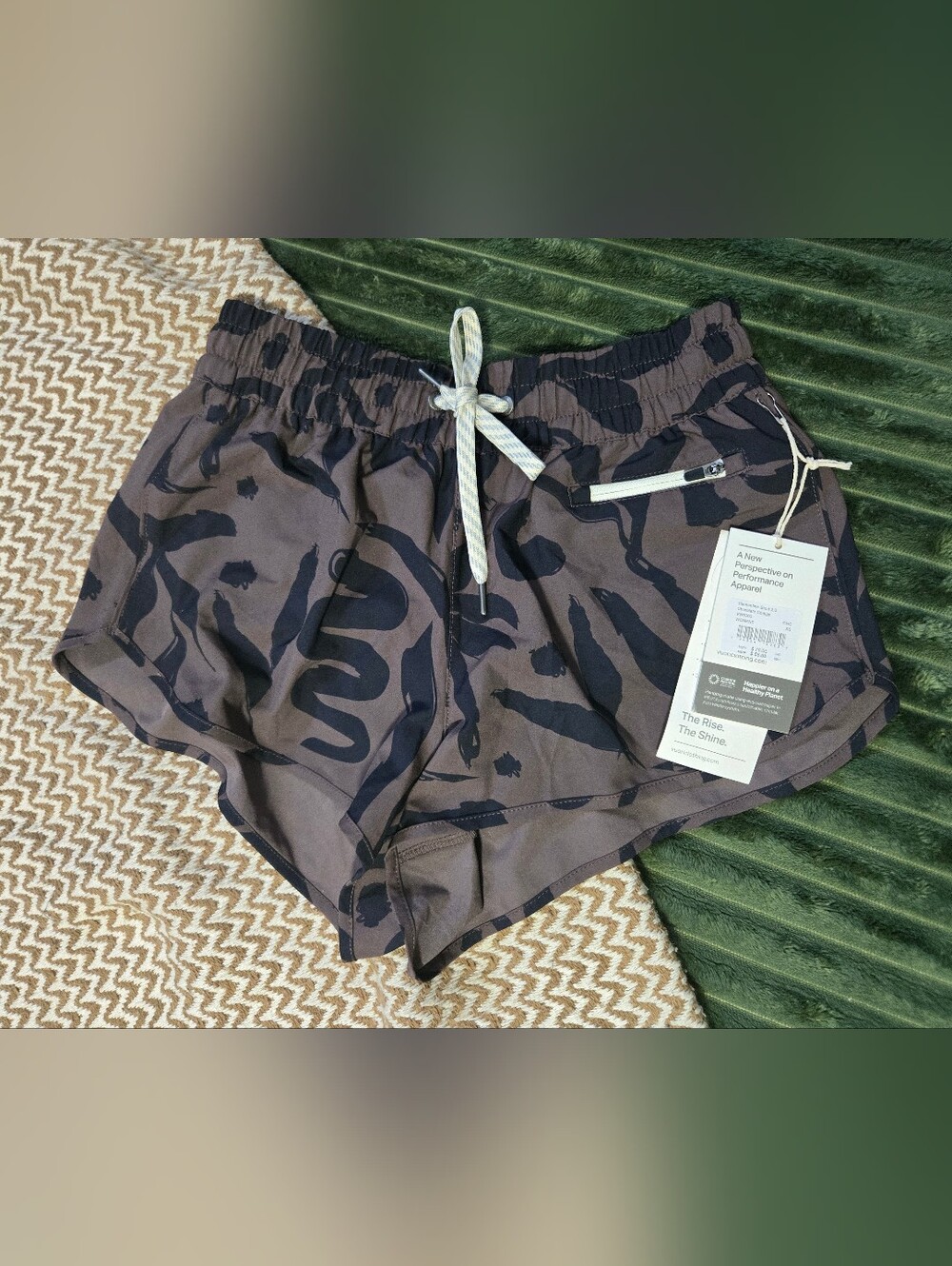 Vuori Women’s Brown Shorts with Black Abstract Print